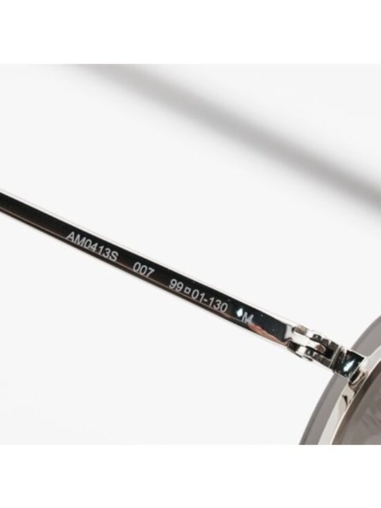 Alexander McQueen AM0413S 007 Sunglasses Silver Shield Frame, Grey Lenses main image 9